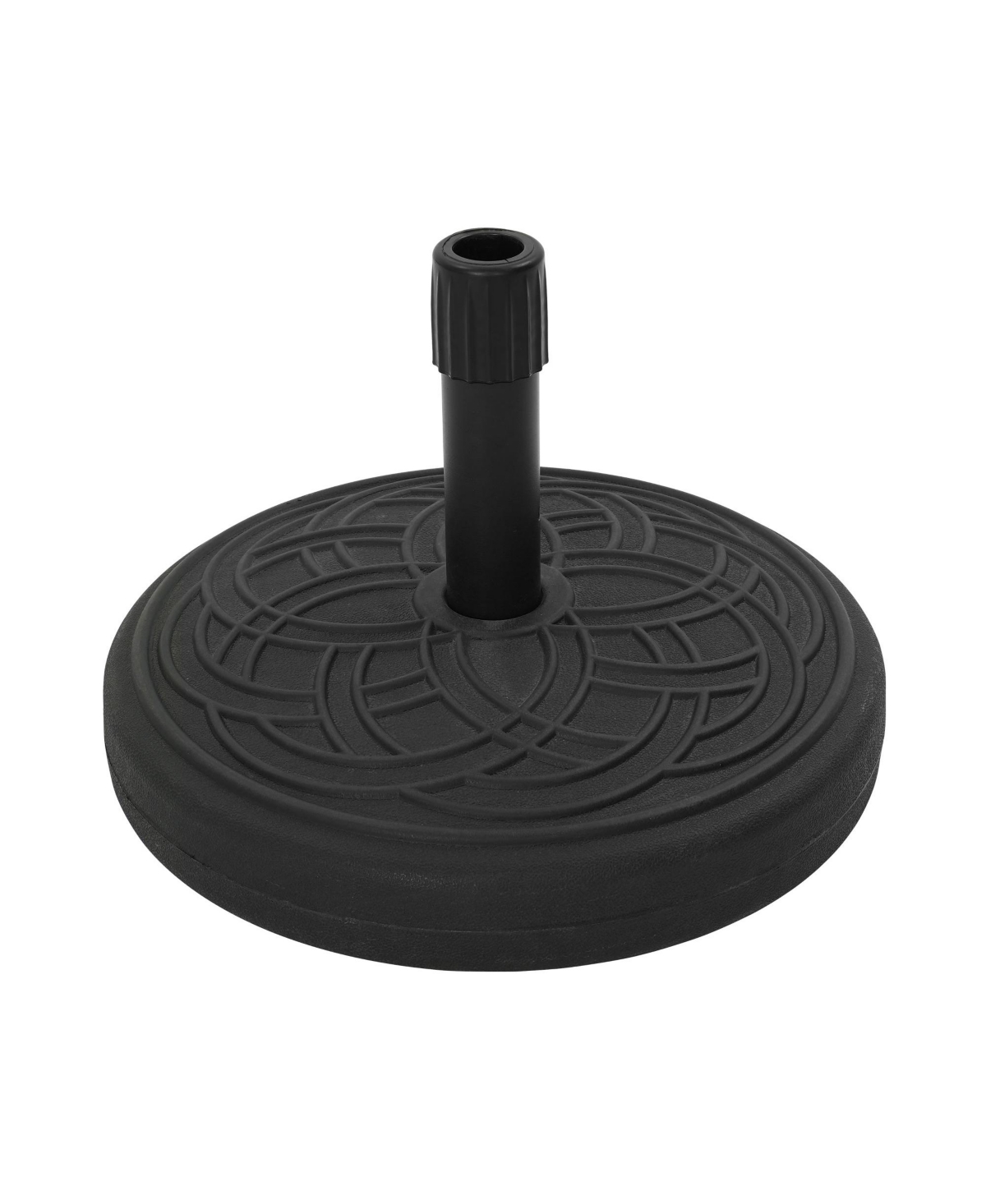 5 lbs. Heavy-Duty Round Outdoor Patio Umbrella Base in Black Can Be Filled with Water and Sand - Black