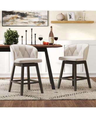 Set of 2 Counter Height Fabric Upholstered Bar Stools Stylish and Comfortable Seating for Kitchen or Bar