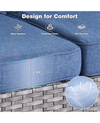 Outdoor Furniture Patio Furniture Conversation Set 5 Pieces All Weather Wicker High Back Couch with Ottomans