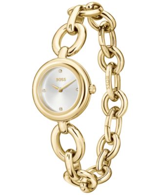 Women's Live Quartz Slim Ionic Plated Thin Gold-Tone Stainless-Steel Watch, 28mm