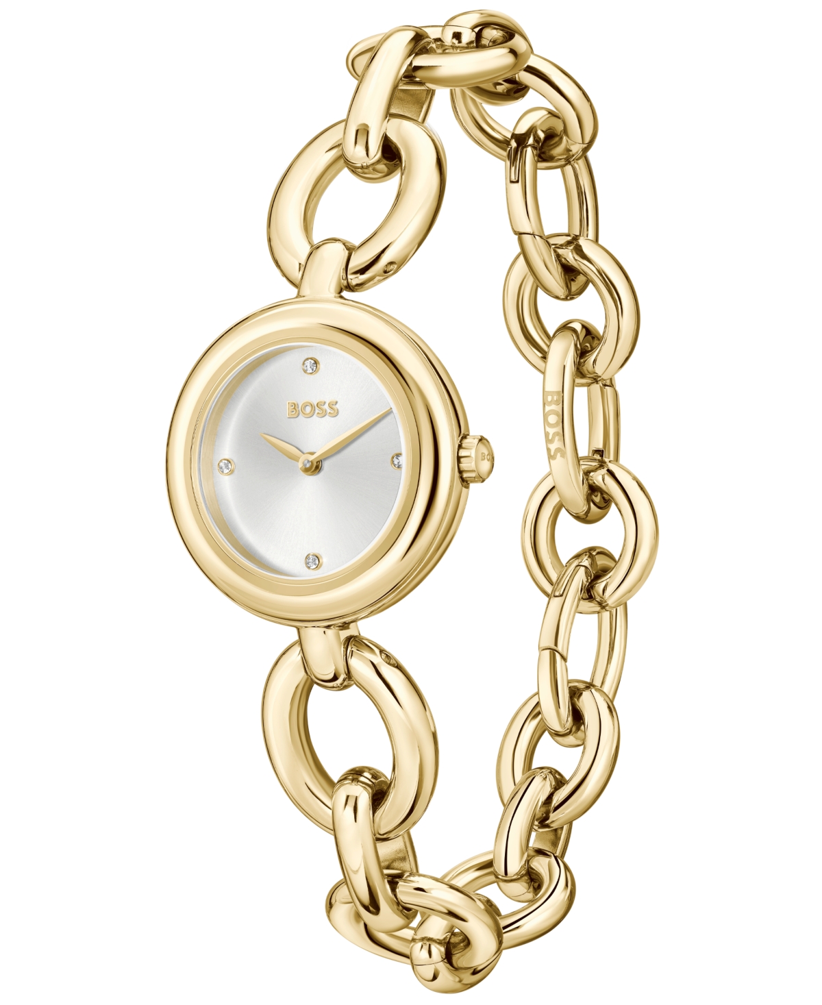 Hugo Boss Women's Live Quartz Slim Ionic Plated Thin Gold-tone Stainless-steel Watch, 28mm In Gold-tone