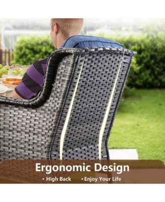 Outdoor Swivel Rocking Chairs Set, Patio Furniture Set with 50,000 BTU Rectangular Propane Fire Pit Table, 7 Pieces High Back Conversation Sofa and Side Table