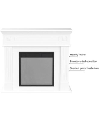 Electric Fireplace Mantel Package Wooden Surround Firebox TV Stand Free Standing Electric Fireplace Heater with Logs, Adjustable Led Flame, Remote Control, 750W-1500W