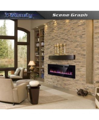 Electric Fireplace inch Recessed and Wall Mounted,The Thinnest FireplaceLow Noise, Fit for 2 x 6 Stud, Remote Control with Timer,Touch Screen,Adjustable Flame Colors and Speed