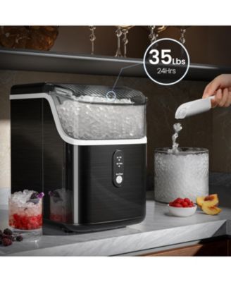 Nugget Ice Makers Ice Maker Machine with Ice, 35lbs/Day,One-Click Operation,Self-Cleaning Countertop Ice Machine,Stainless Steels Upgrade