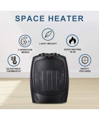 Small Space Heater Electric Portable Heater Fan for Home and Office Ceramic Fan Heaters with Adjustable Thermostat, 750W/1500W (8.1 Inch