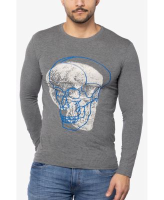 Men's Outlined Skull Rhinestone Graphic Long Sleeves T-Shirts