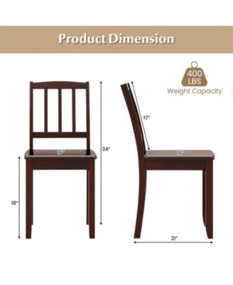 Wood Dining Chair Set of 2 with Rubber Wood Legs