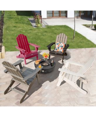 2PCS Patio Folding Adirondack Chair Weather Resistant Cup Holder Yard