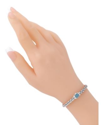 Swiss Blue Topaz & Sterling Silver Paddy Oval 5mm Chain Bracelet, X-Large 8.5 in