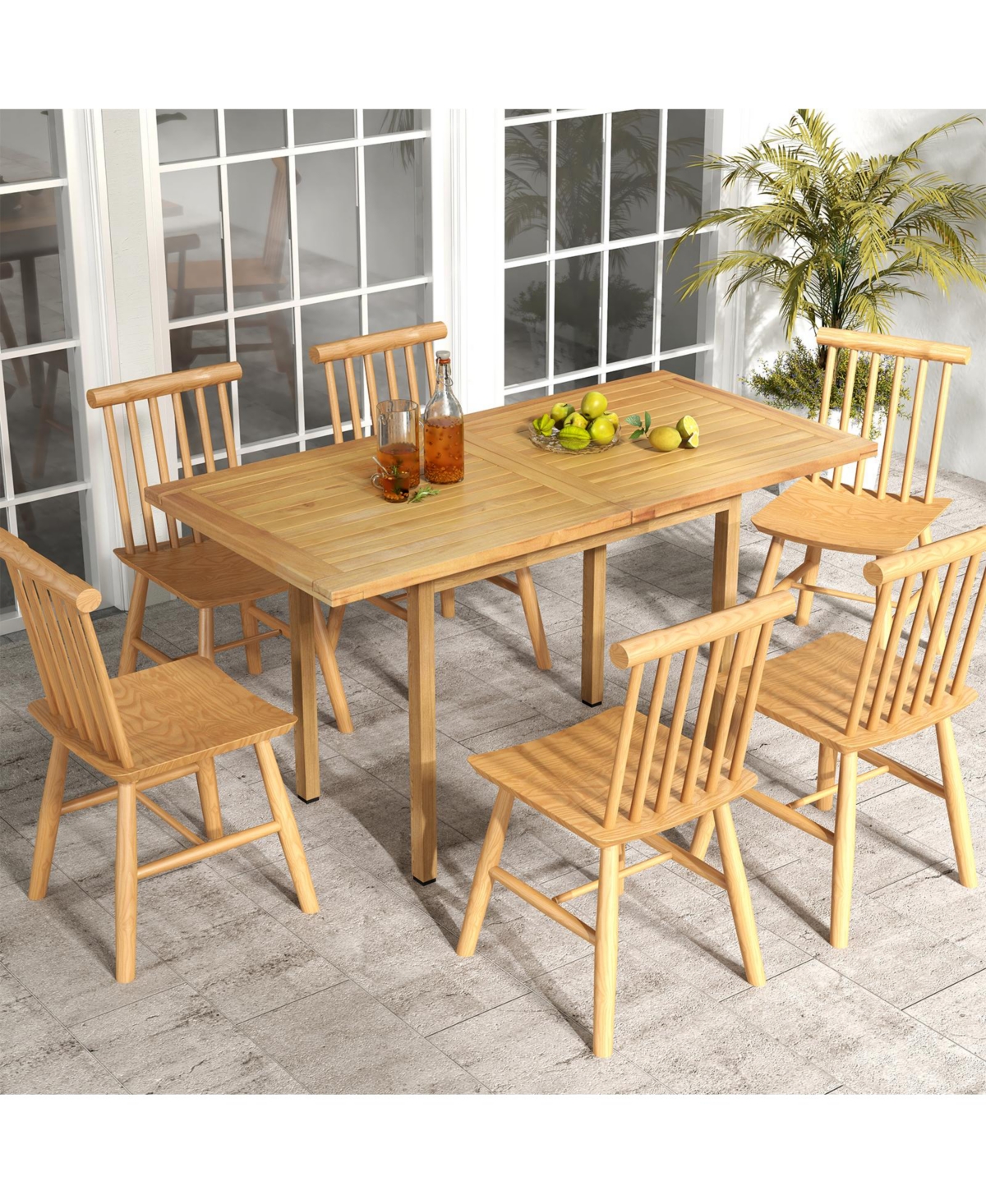 Indoor Outdoor Teak Wood Slatted Tabletop Panel Board Split in 2 Square