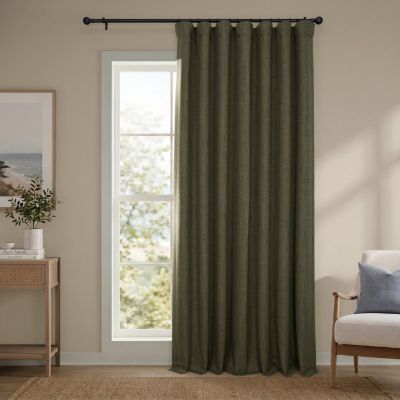Extra Wide Faux Linen Room Darkening Curtains for Bedroom and Living Room Curtains (1 Panel)