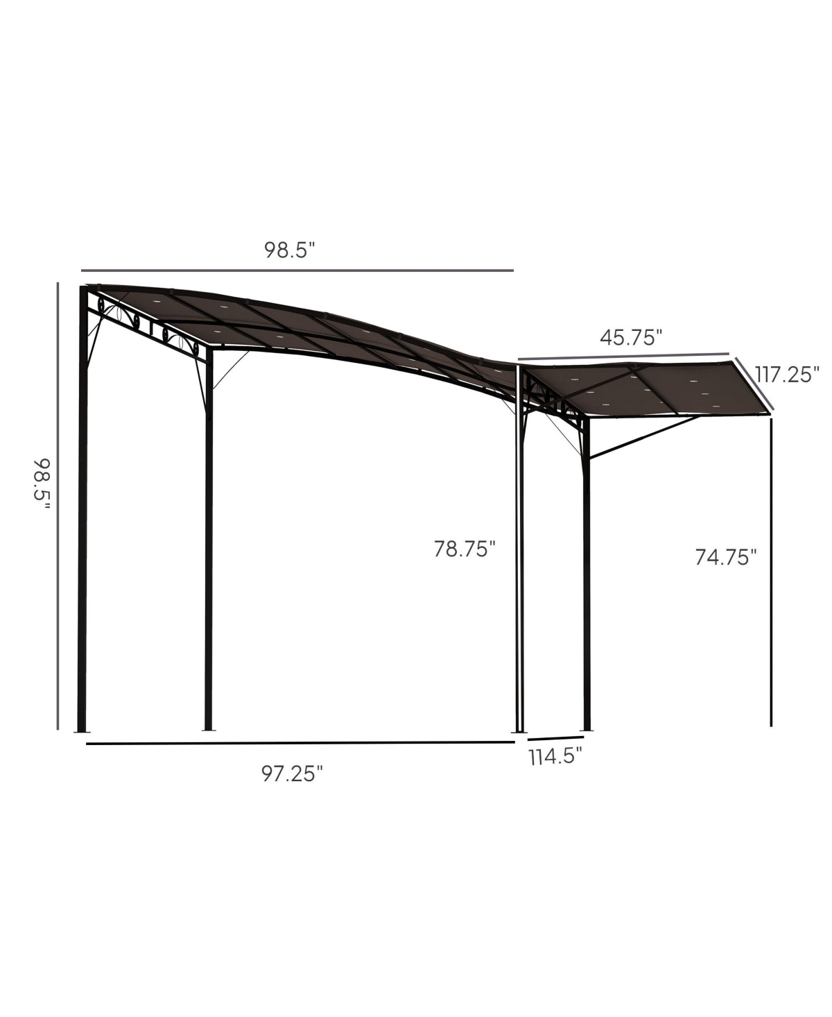 Outsunny 10' x 8' Patio Awning & Gazebo, Extendable Steel Sun Shade,