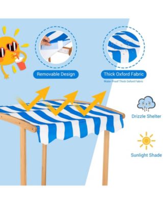 Wooden Sandbox with Canopy for Kids, Outdoor Play Area with Sun Protection