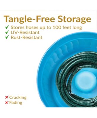 17.5" Outdoor Decorative Metal Garden Hose Holder with Lid - Blue Patina