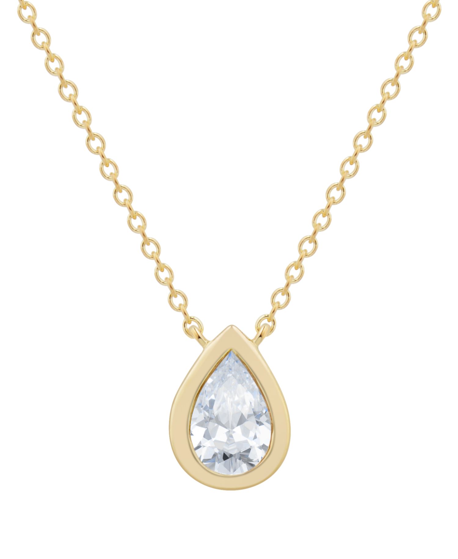 Diamond Pear Bezel Pendant 18" Necklace (1/3 ct. t.w.) in 14k Gold