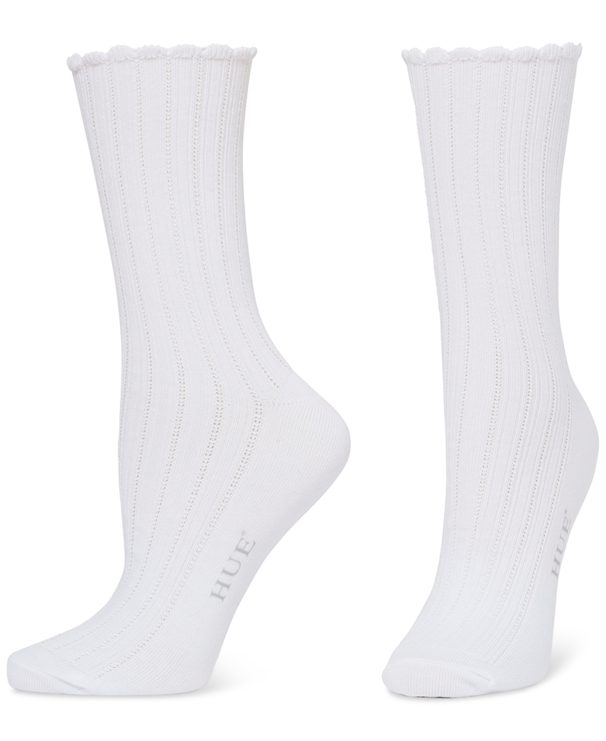 HUE WOMEN'S 3-PK. SCALLOPED POINTELLE CREW SOCKS 