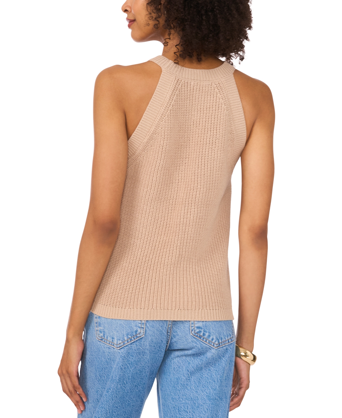 Vince Camuto Women's Halter-neck Sleeveless Sweater In Oxford Tan