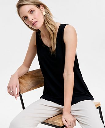 Women's Scoop-Neck Sleeveless Tank Top, Regular & Petite