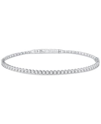 Diamond Half Bezel Flexible Bangle Bracelet (1/2 ct. t.w.) in 10k White Gold