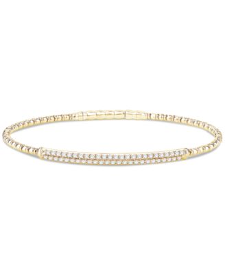 Diamond Double Row Pav&eacute; Flexible Bangle Bracelet (1/2 ct. t.w.) in 10k Gold