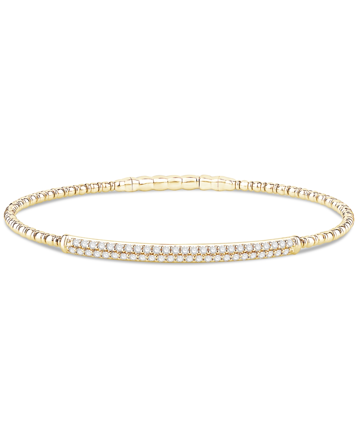 Macy's Diamond Double Row Pave Flexible Bangle Bracelet (1/2 Ct. T.w.) In 10k Gold In Yellow Gold