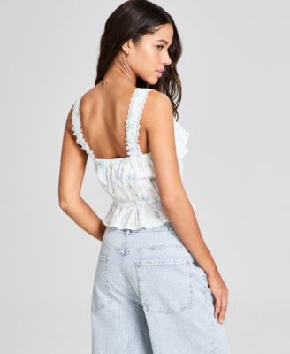 Women's Wide-Strap Ruffle-Trim Top
