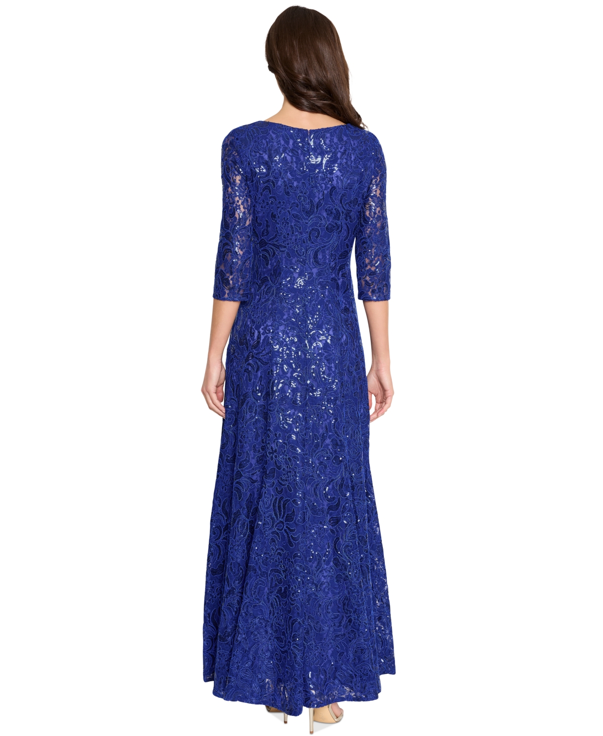 TAHARI ASL TAHARI WOMEN'S V-NECK SEQUINED EMBROIDERED GOWN 