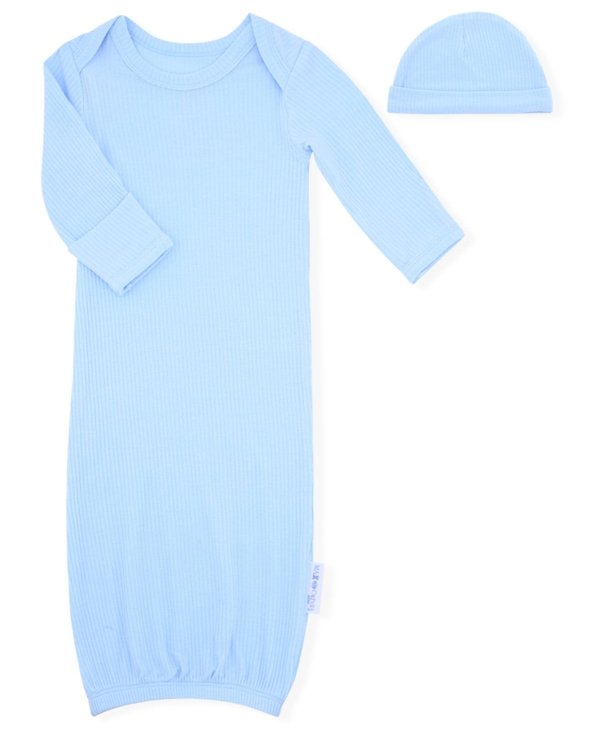 Max & Olivia Baby Boys 2-piece Rib Gown And Hat Set In Blue