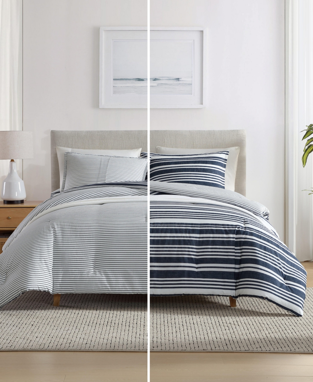 Nautica Coastline Stripe Comforter Set In Captains Blue