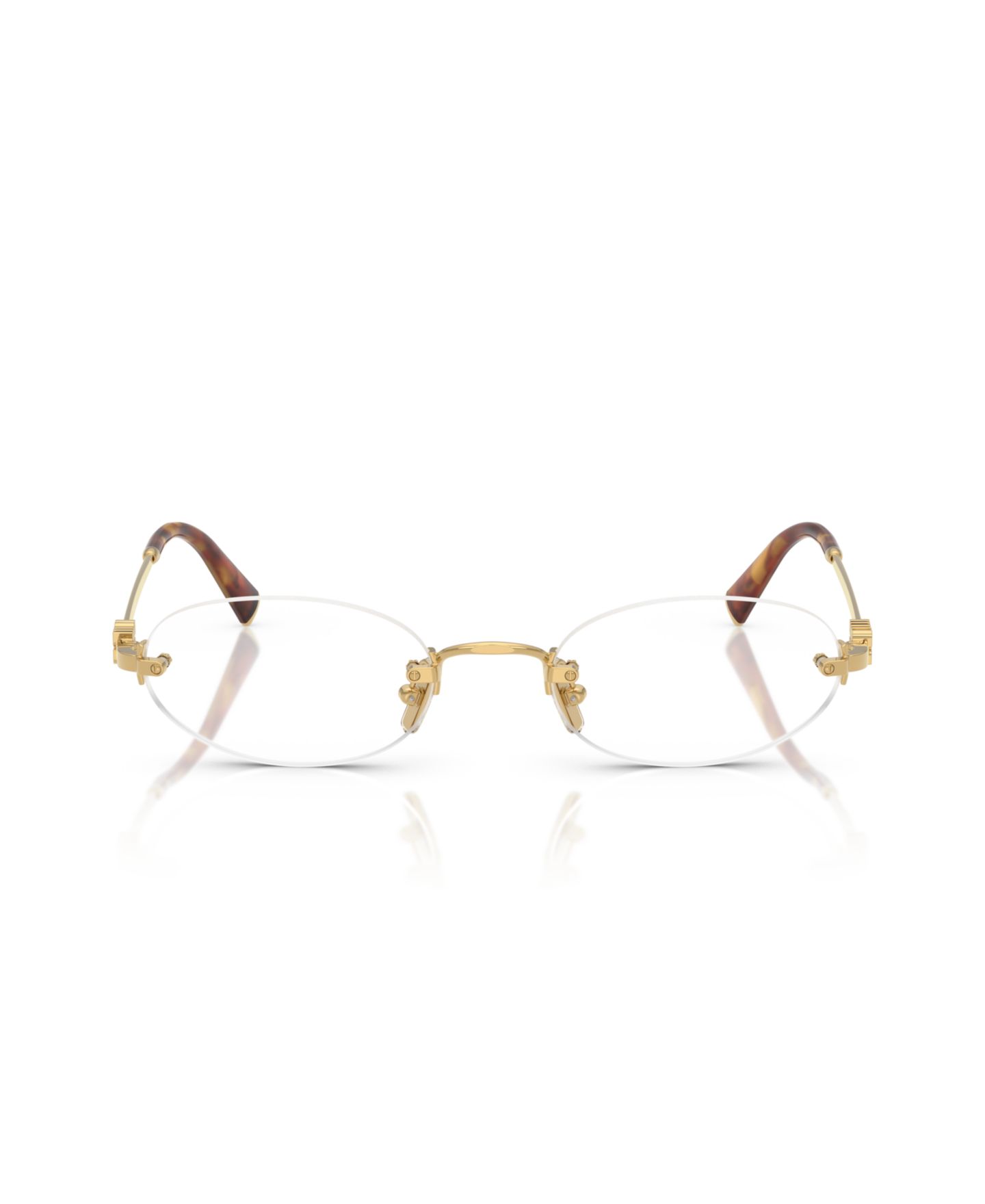 Женские очки MIU MIU Woman Oval Metal MU 53WV Eyeglasses, цвет: Золотой — фото 5