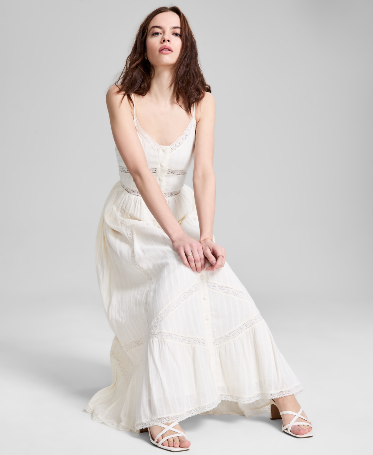 And Now This Women's Lace-inset Fit & Flare Maxi Dress, Exclusively At Macy's