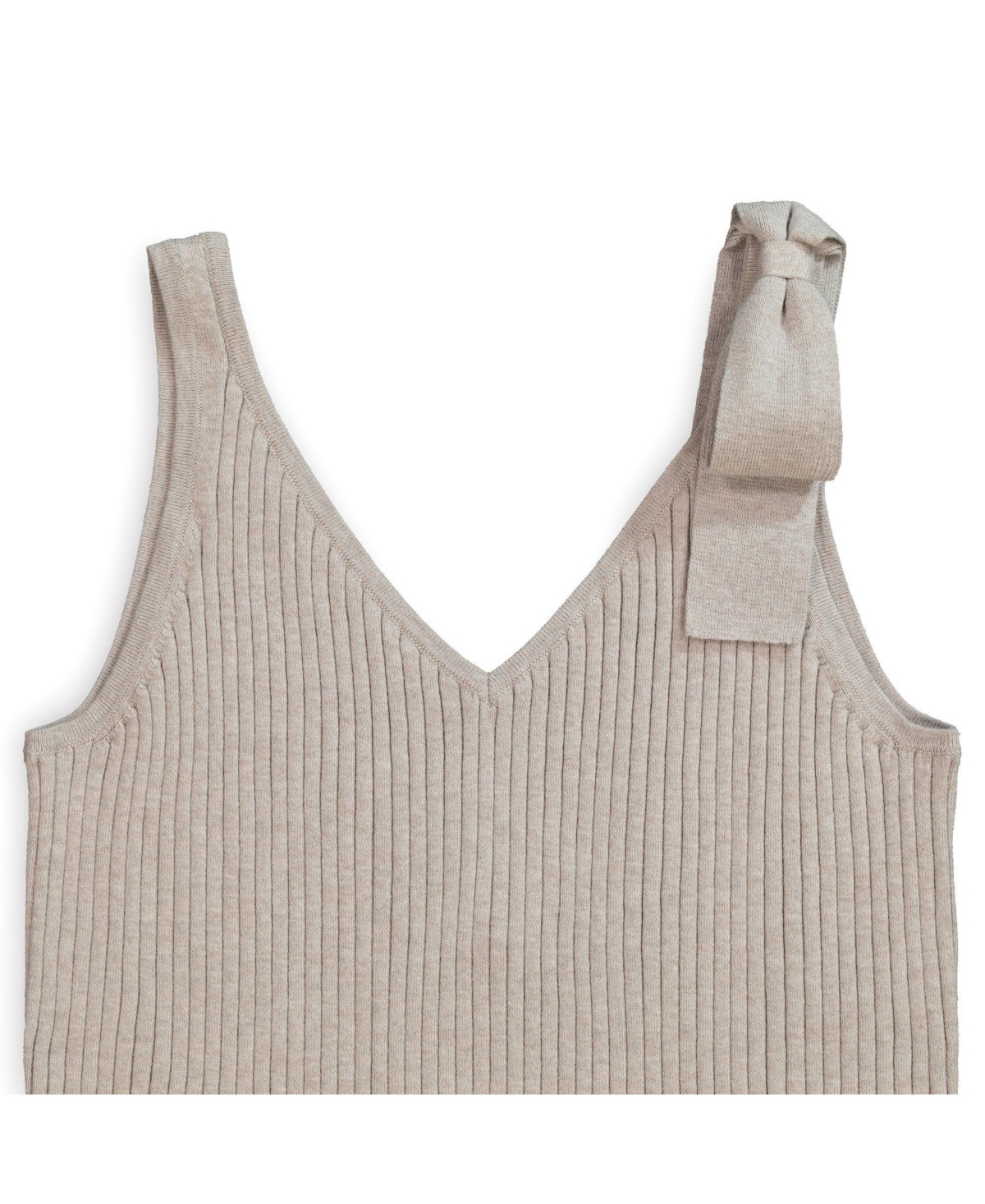 Hope & Henry Womens' V-Neck Rib Knit Tank with Bow