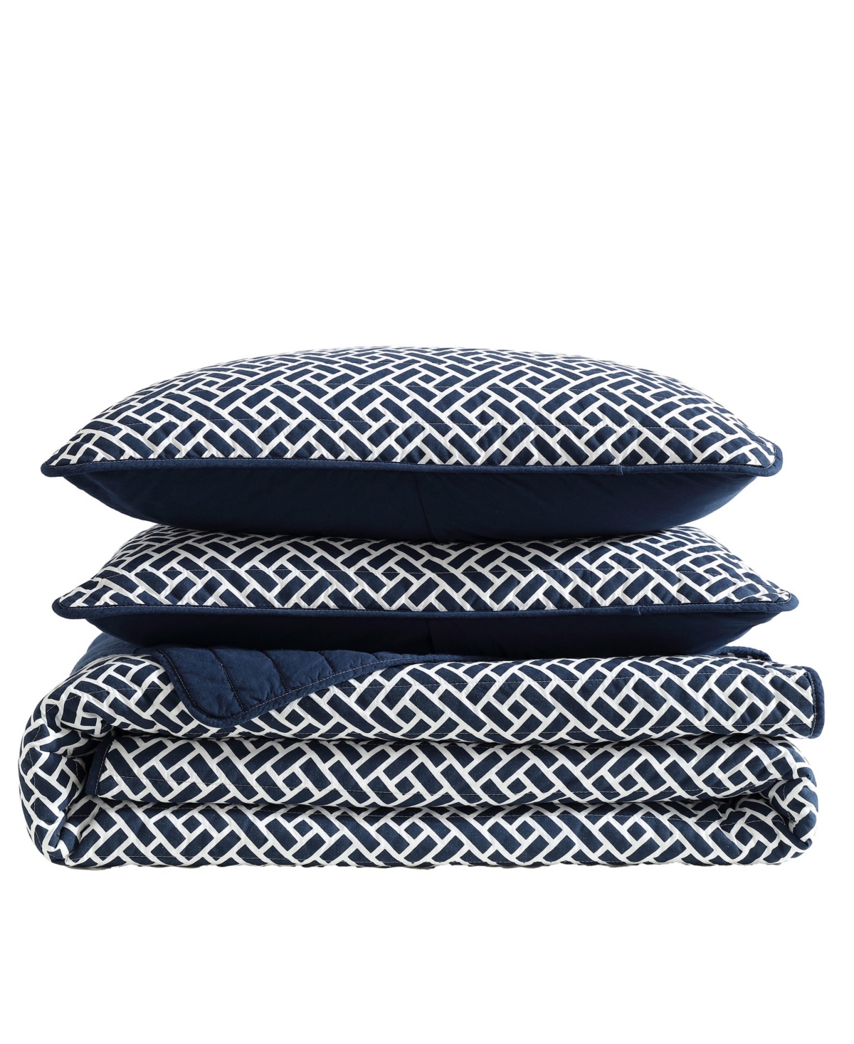Nautica Lockridge Reversible 3-pc. Quilt Set, King In Navy,white