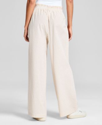 Women's Cotton Tie-Waist Wide-Leg Pants, Exclusively at Macy's