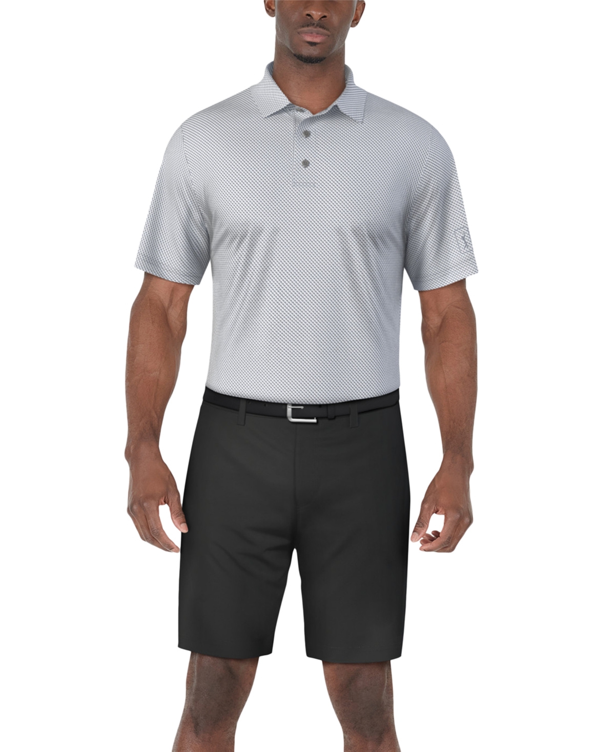 Pga Tour Men's Short Sleeve Micro Geo Print Polo Shirt In Tradewinds