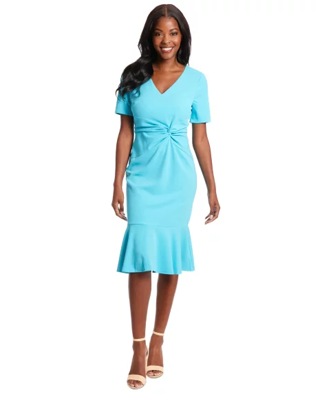 Petite Twisted Sheath Dress - Blue Atoll