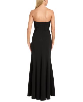 Juniors' Strapless Bustier Gown 
