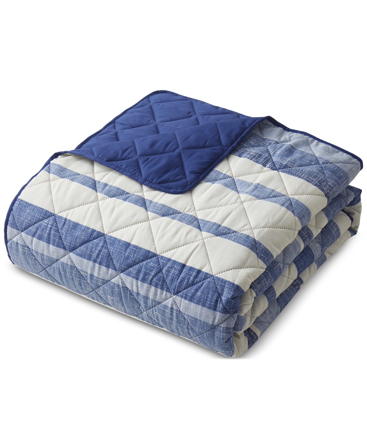 Seventh Studio Blue Stripe Pinsonic Microfiber 3-pc. Quilt Set, King In Navy
