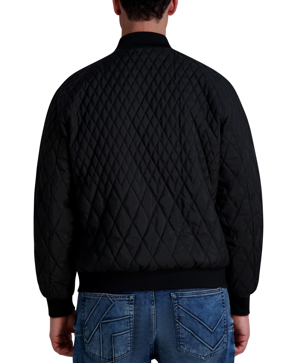 Karl Lagerfeld Men's Quilted Water-resistant Bomber Jacket In Black