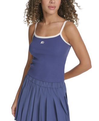 Women's Ringer Contrast-Strap Square-Neck Tank Top