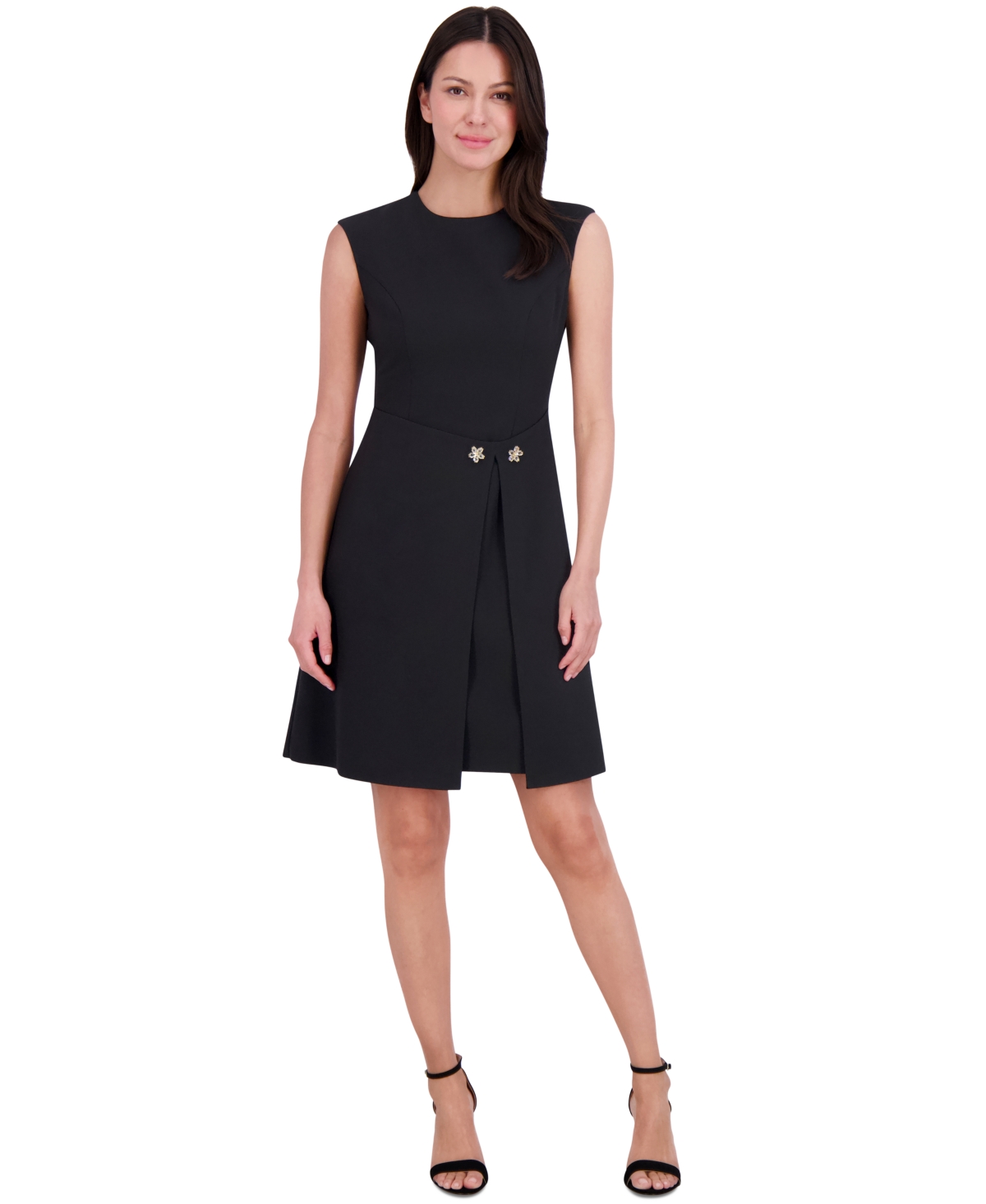 ELIZA J WOMEN'S JEWEL-NECK A-LINE OVERLAY DRESS 