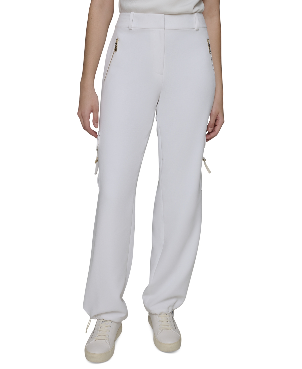 Women's Adjustable Bungee-Hem Cargo Pants - Soft White