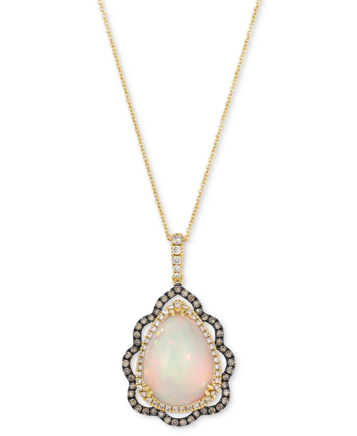 Le Vian Neopolitan Opal (3-1/2 Ct. T.w.), Nude Diamond (1/4 Ct. T.w.) & Chocolate Diamond (1/3 Ct. T.w.) Pen In Yellow Gold