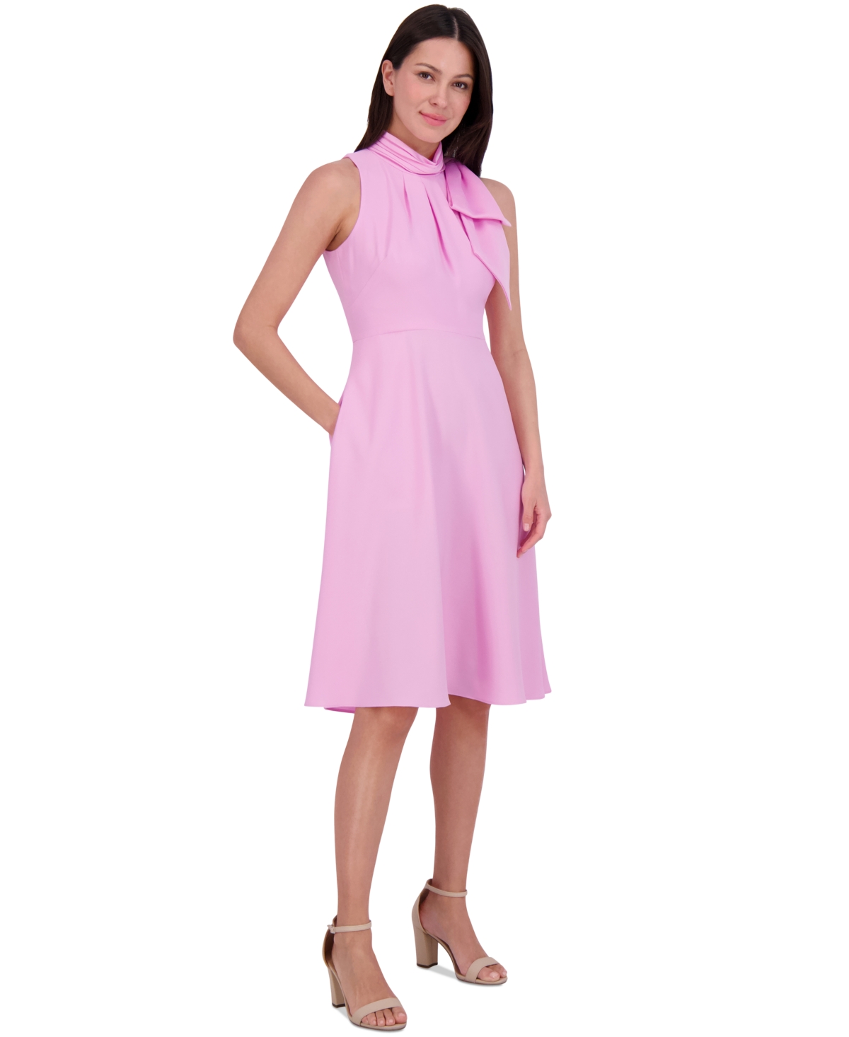 Eliza J Bow Detail Midi Dress In Pink