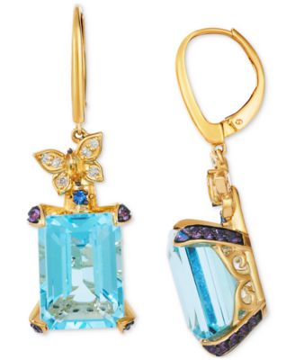 Multi-Gemstone (16-3/4 ct. t.w.) & Vanilla Diamonds (1/10 ct. t.w.) Drop Earrings in 14k Gold