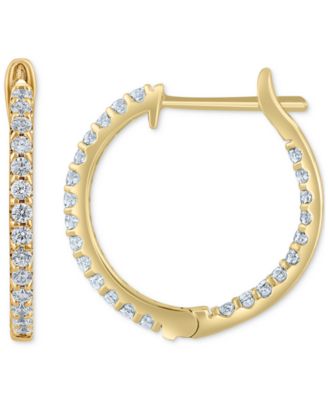 Diamond Small Hoop Earrings (1/2 ct. t.w.) in 14K White or Yellow Gold