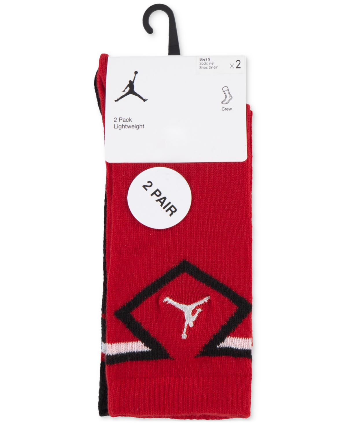 JORDAN BIG KIDS DIAMOND LOGO HIGH CREW SOCKS, SET OF 2 