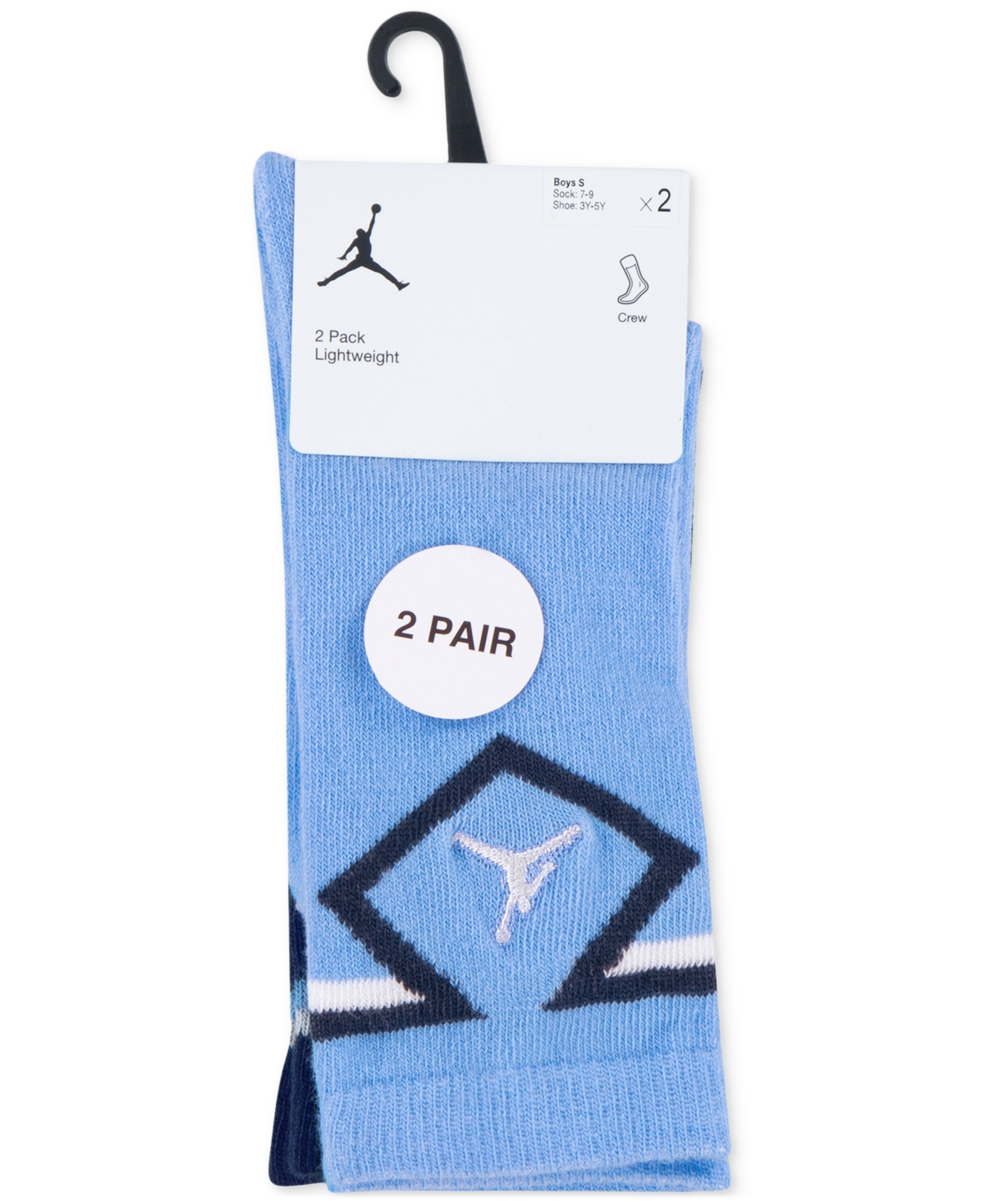 JORDAN BIG KIDS DIAMOND LOGO HIGH CREW SOCKS, SET OF 2 
