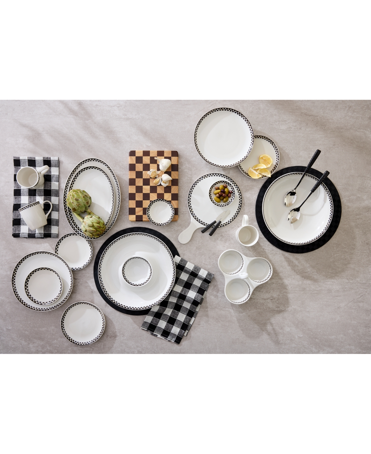 Mackenzie-childs Courtly Check Everyday Trio Divided Server